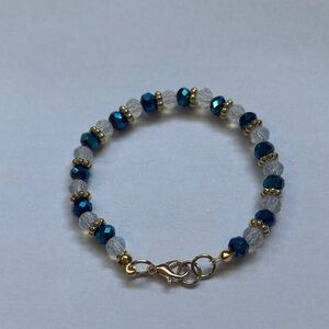 Elegant Blue and Gold Beaded Bracelet